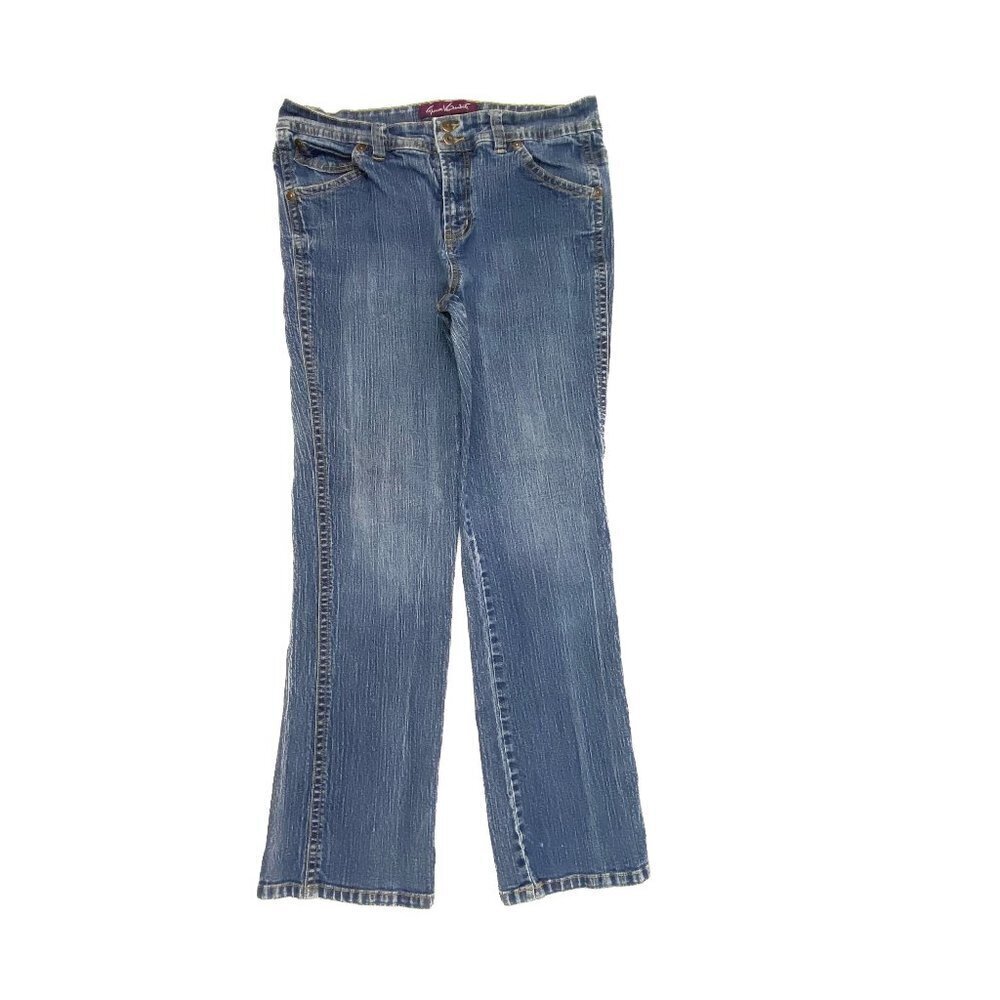 Gloria Vanderbilt Bootcut Back Flap Pockets Women's size 12 Dark Blue Denim jean